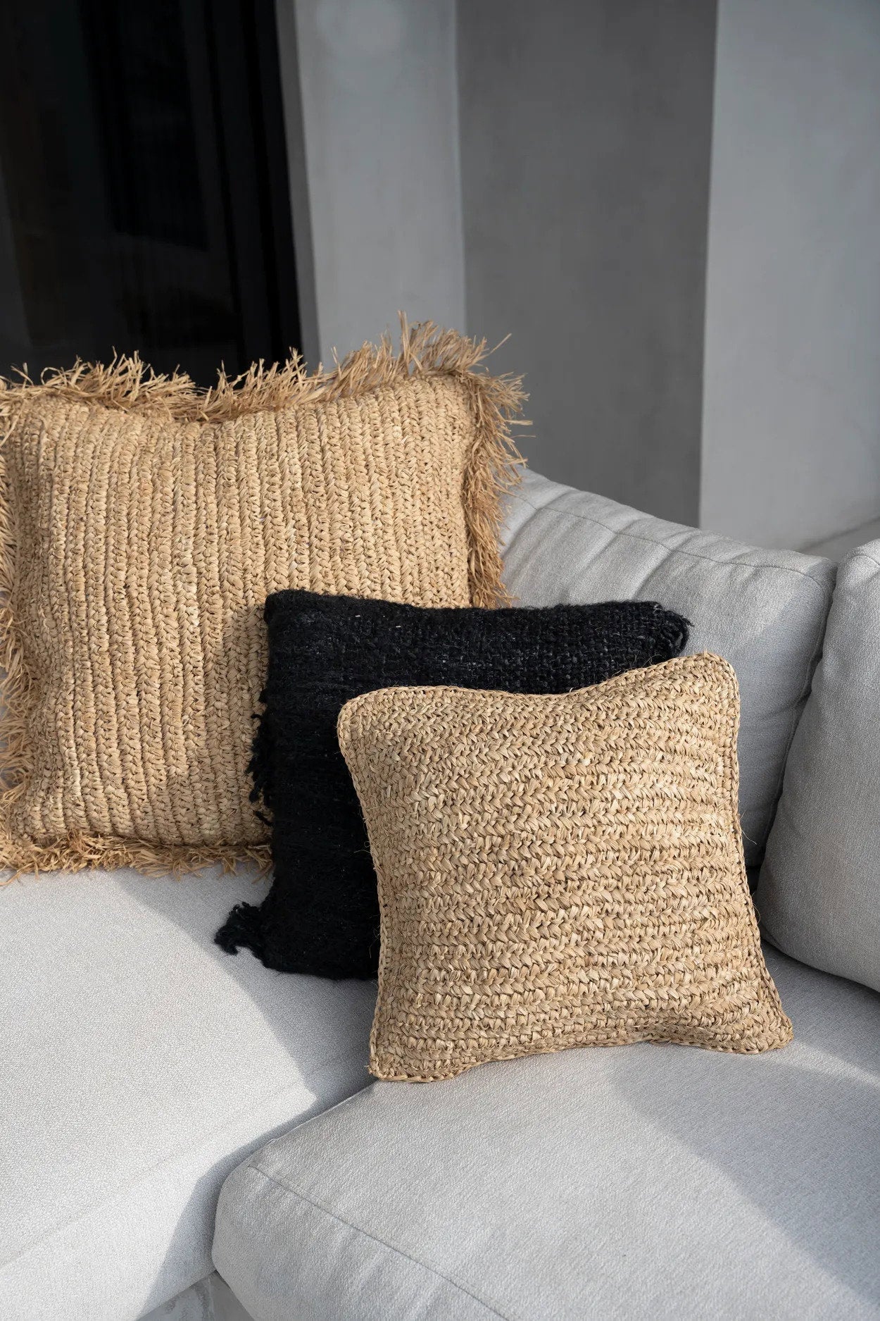 Raffia Flores Pudebetræk Firkantet - Naturlig - 40x40cm