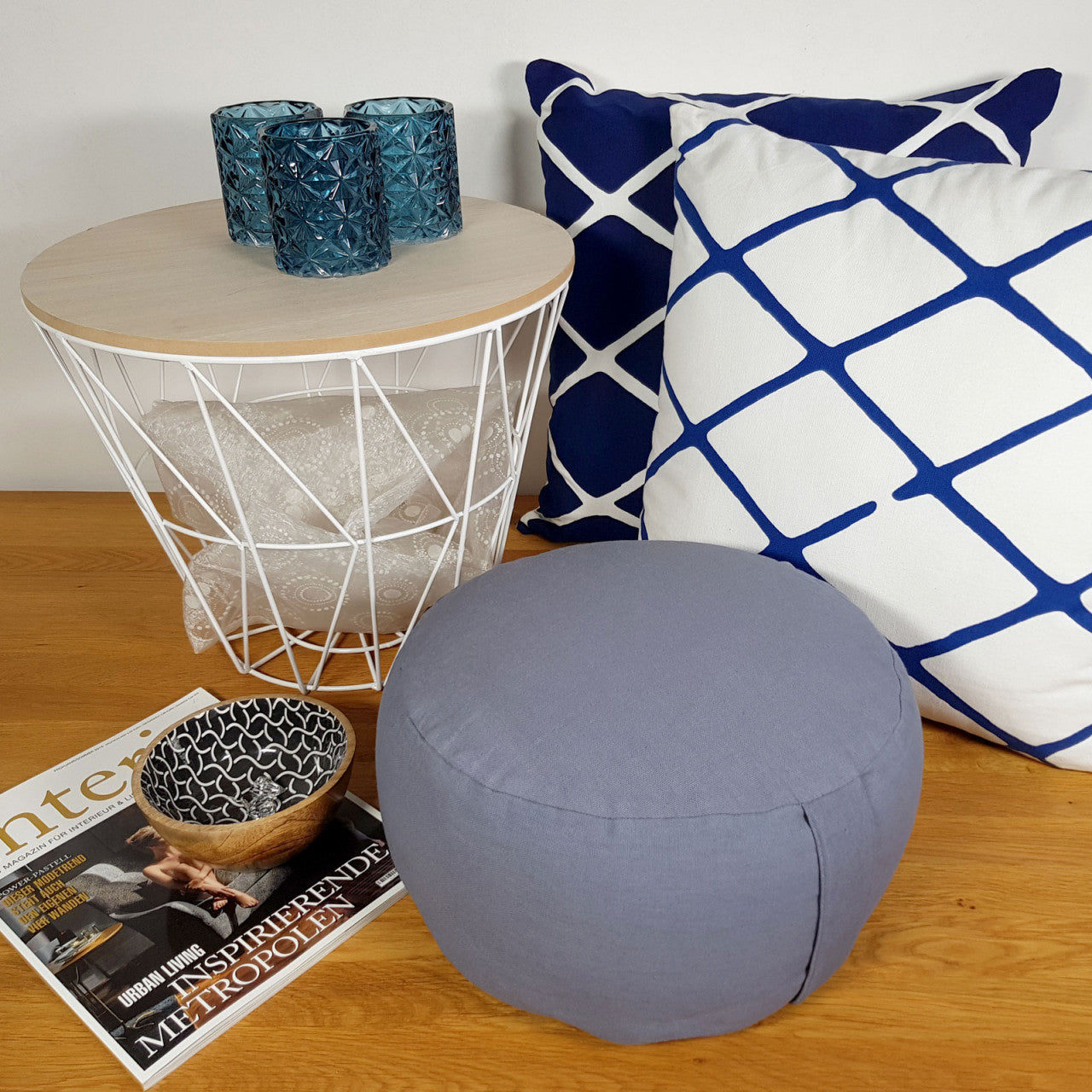 Yogapude & Meditationspude Lotus rund - H16 x Ø31 cm - Grå