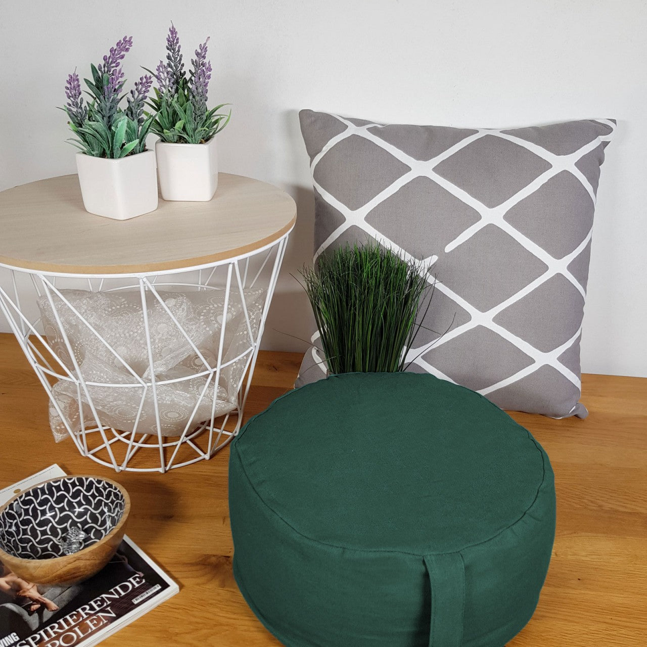 Yogapude & Meditationspude Lotus rund - H16 x Ø31 cm - Grøn - Nordic Unique