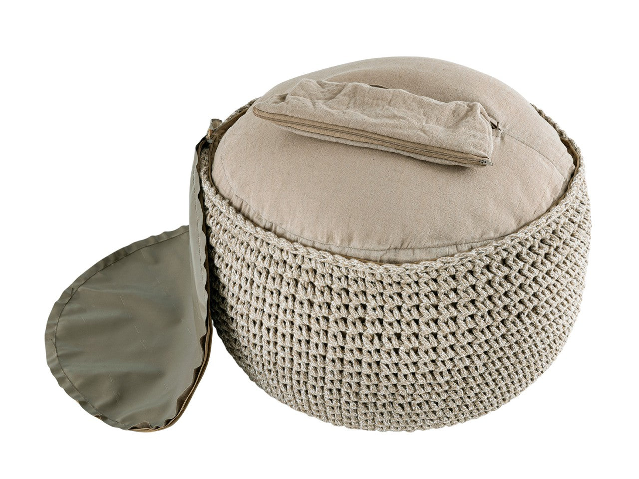 Puf Grovstrik Ø55  100% Genbrugsbomuld - Nordic Unique