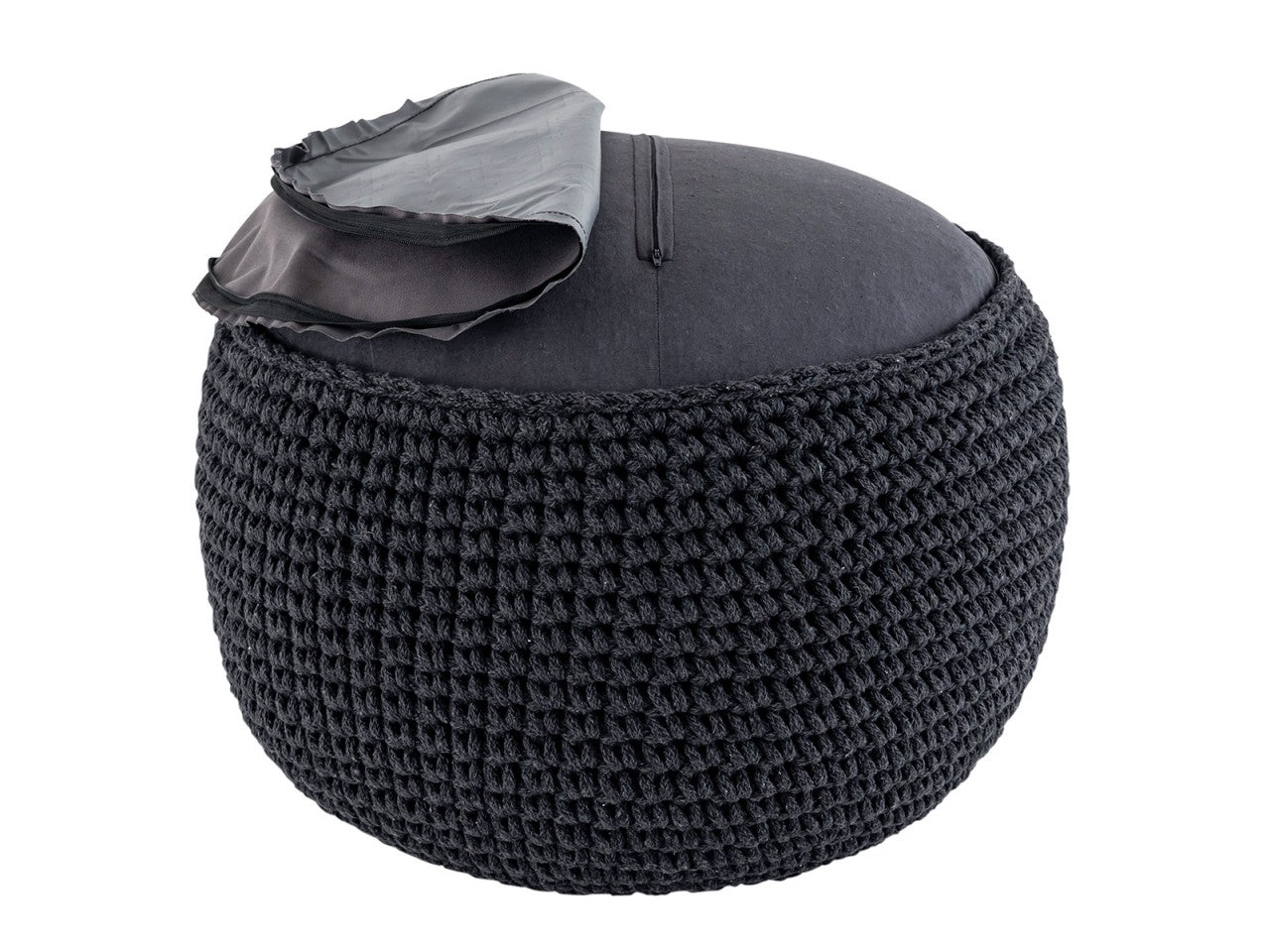 Puf Grovstrik Ø55 H37 - Sort Grå - Nordic Unique