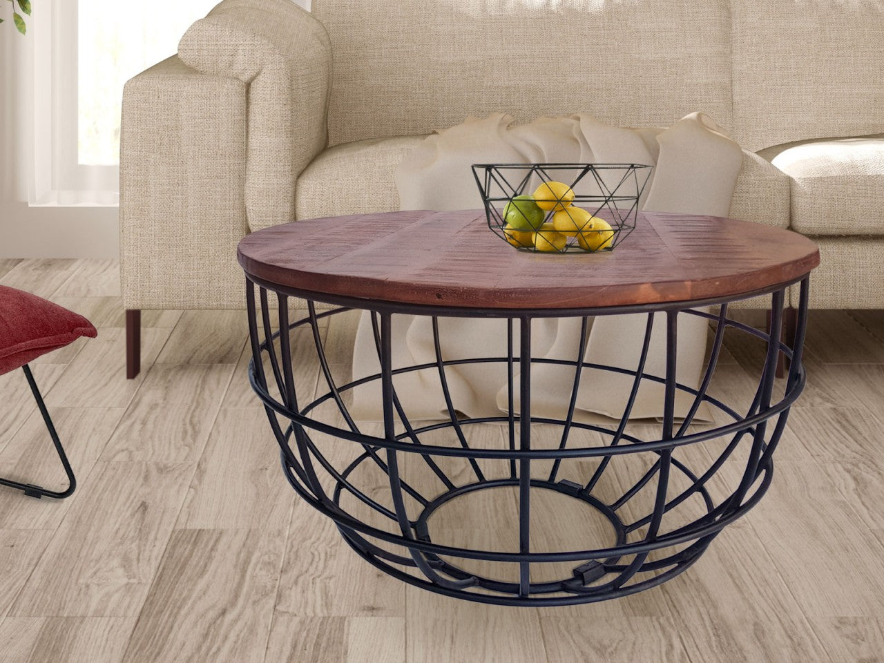 Lexington rundt sofabord – bæredygtigt design i massivt træ - Mørk Ø75cm