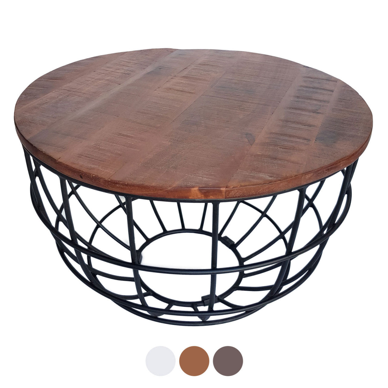 Lexington rundt sofabord – bæredygtigt design i massivt træ - Mørk Ø75cm