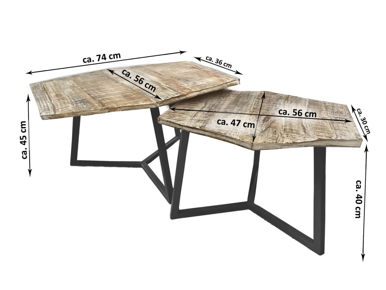 Paris sofabordssæt – 2 stk. sofaborde i industrielt design - Mørk