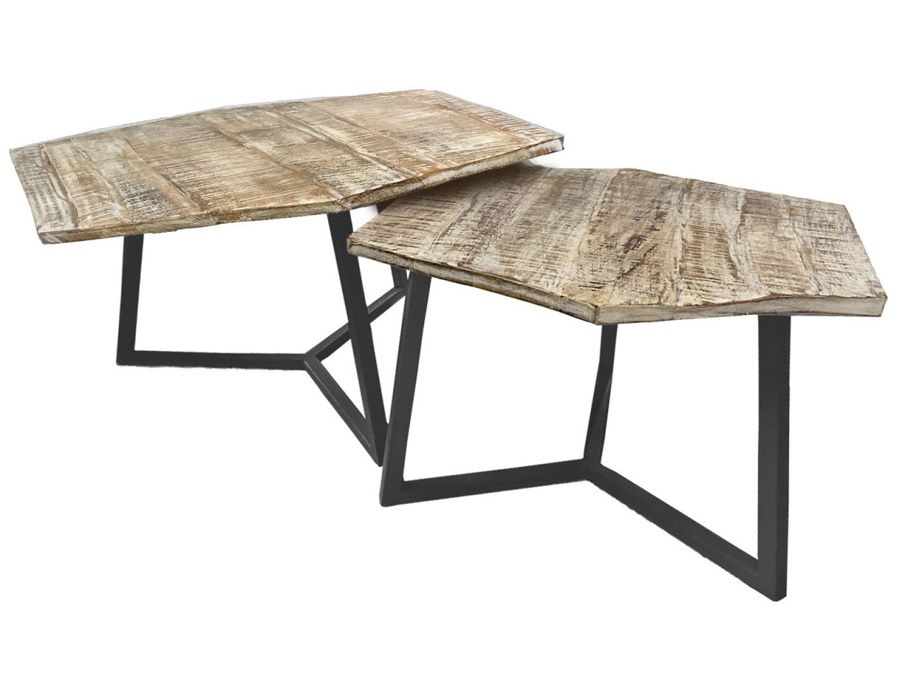 Paris sofabordssæt – 2 stk. sofaborde i industrielt design - Lys