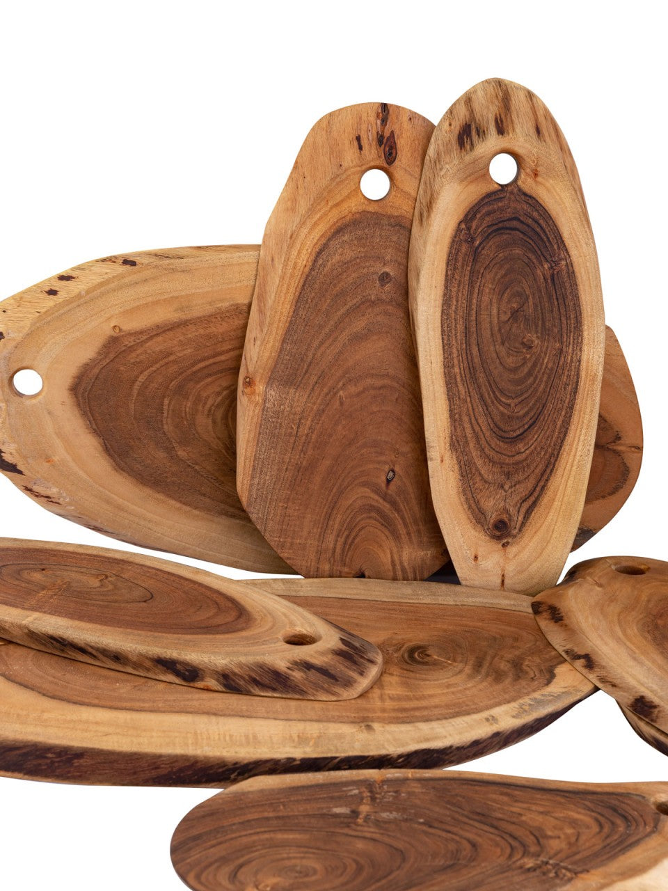 Serveringsbræt i Akacietræ – Håndlavet Træskive i Sæt af 4 - Nordic Unique
