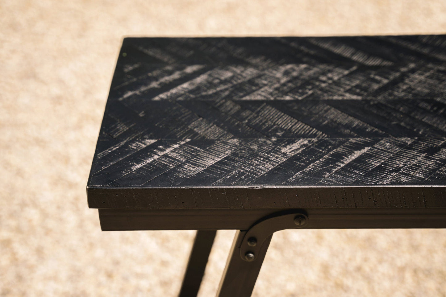Herringbone High Bord - Svart - 140cm
