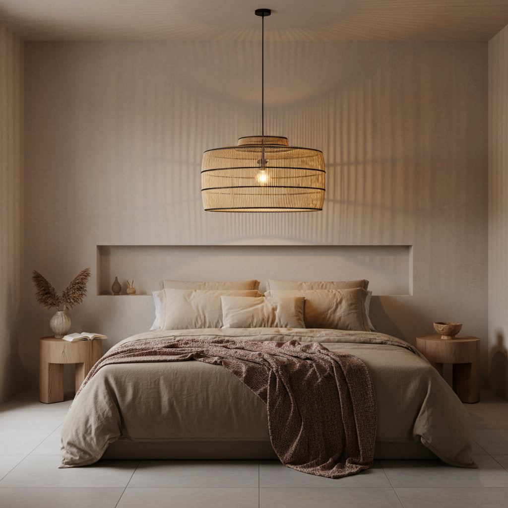 Stella rattan hængelampe - 61x61x36 cm