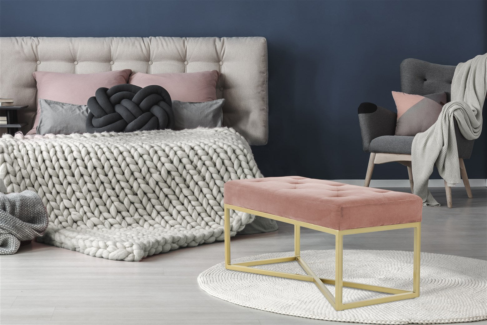 Bænk Cameron 100 Old Rose / Guld - Nordic Unique