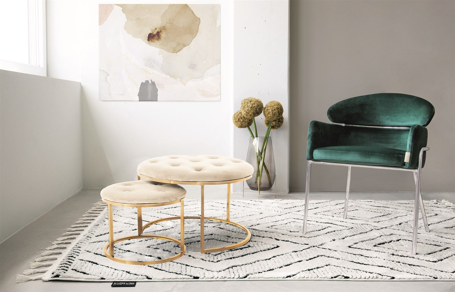 Puf Myla 100 2 stk - Elfenben / Guld - Nordic Unique