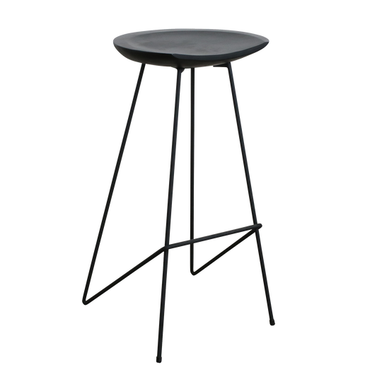 Loft teaktræs barstol sort - 41x42x77 cm