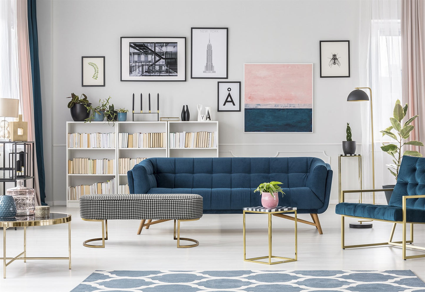 Bænk Athea 100 – Sort / Hvid / Guld - Nordic Unique