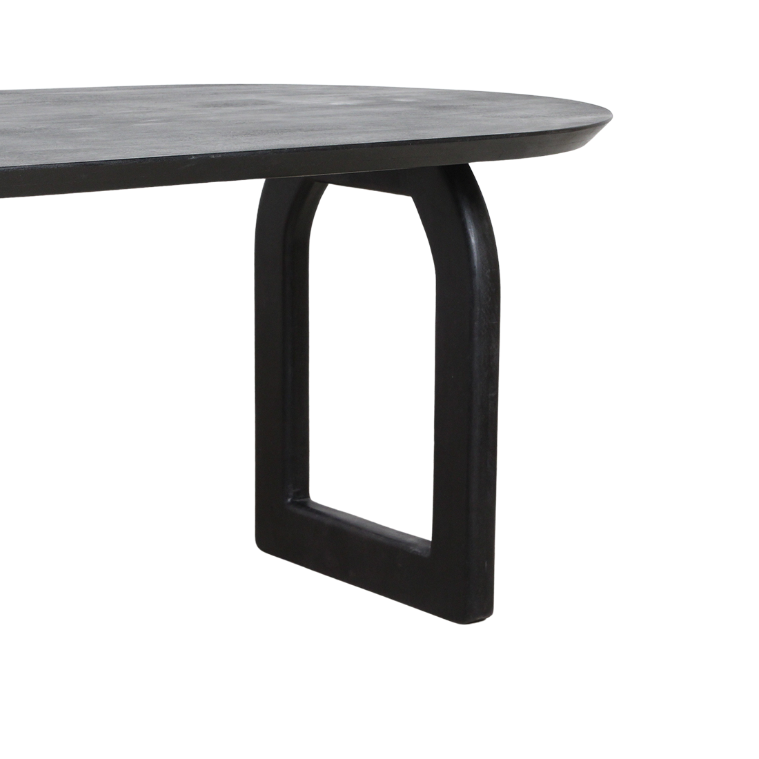 Spisebord med rundet kant - sort - 180 cm - kombineret understel