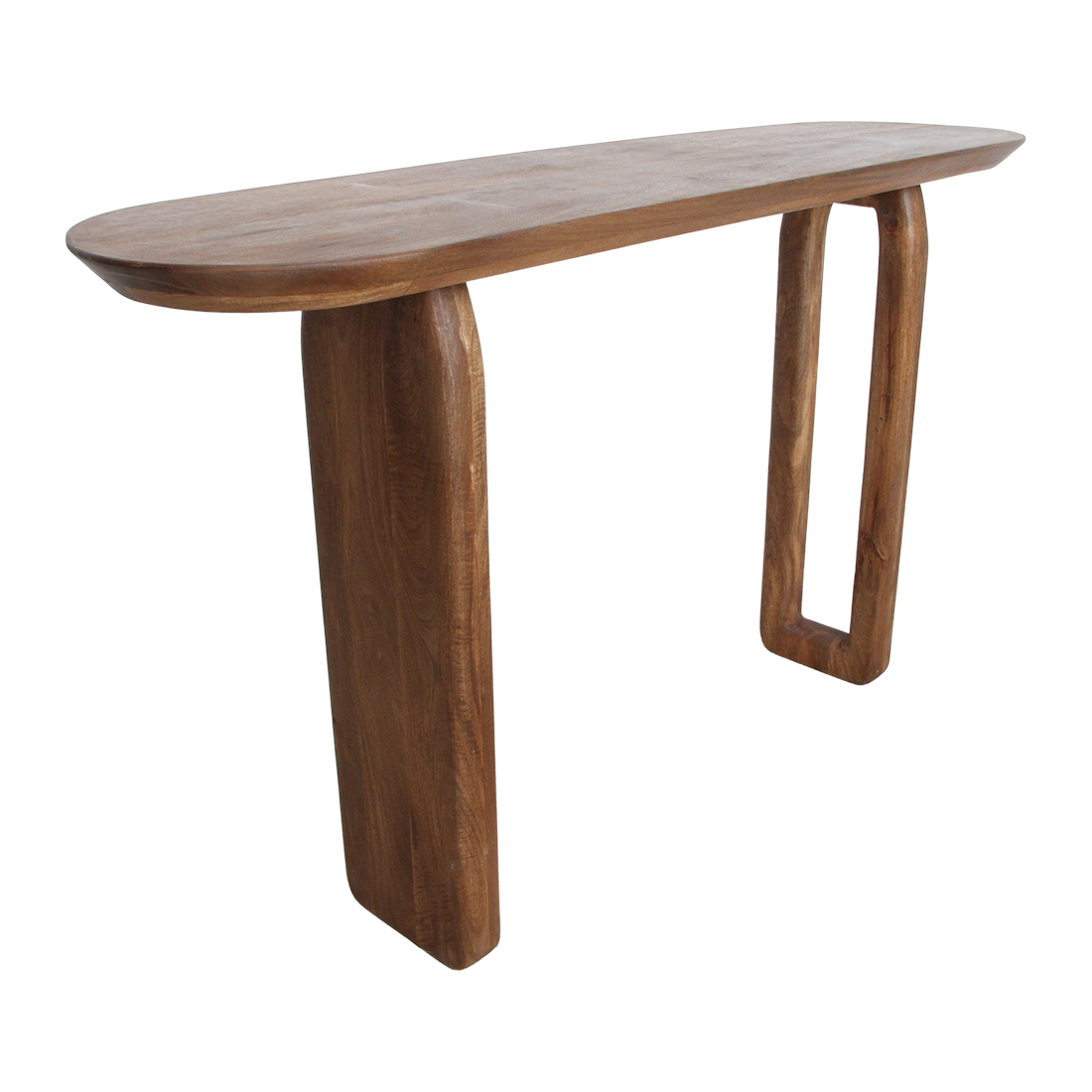 Sidebord med afrundet kant i mangotræ, brun - 140x35x80 cm