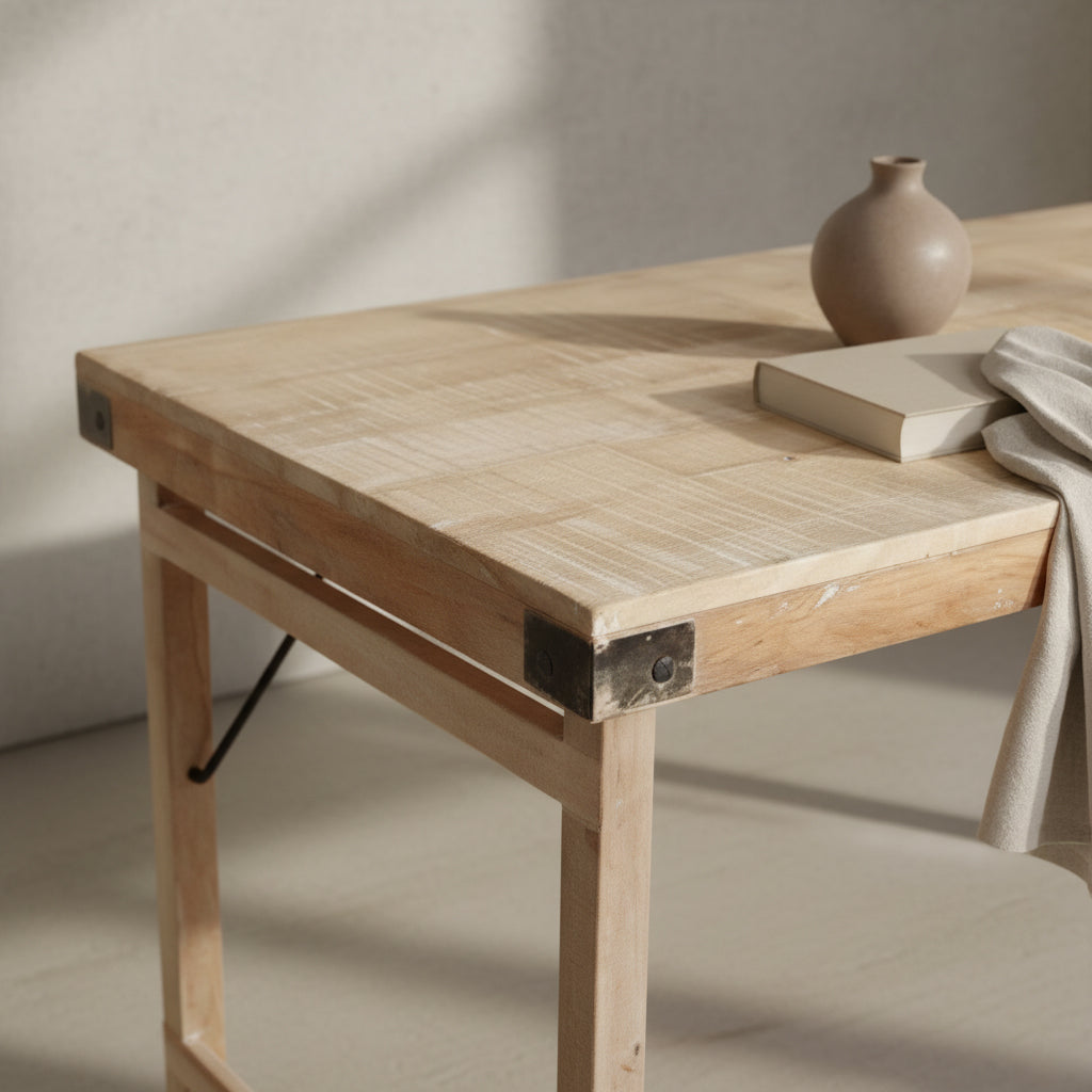 Kalket klapbart spisebord - 165 x 75 x 76 cm