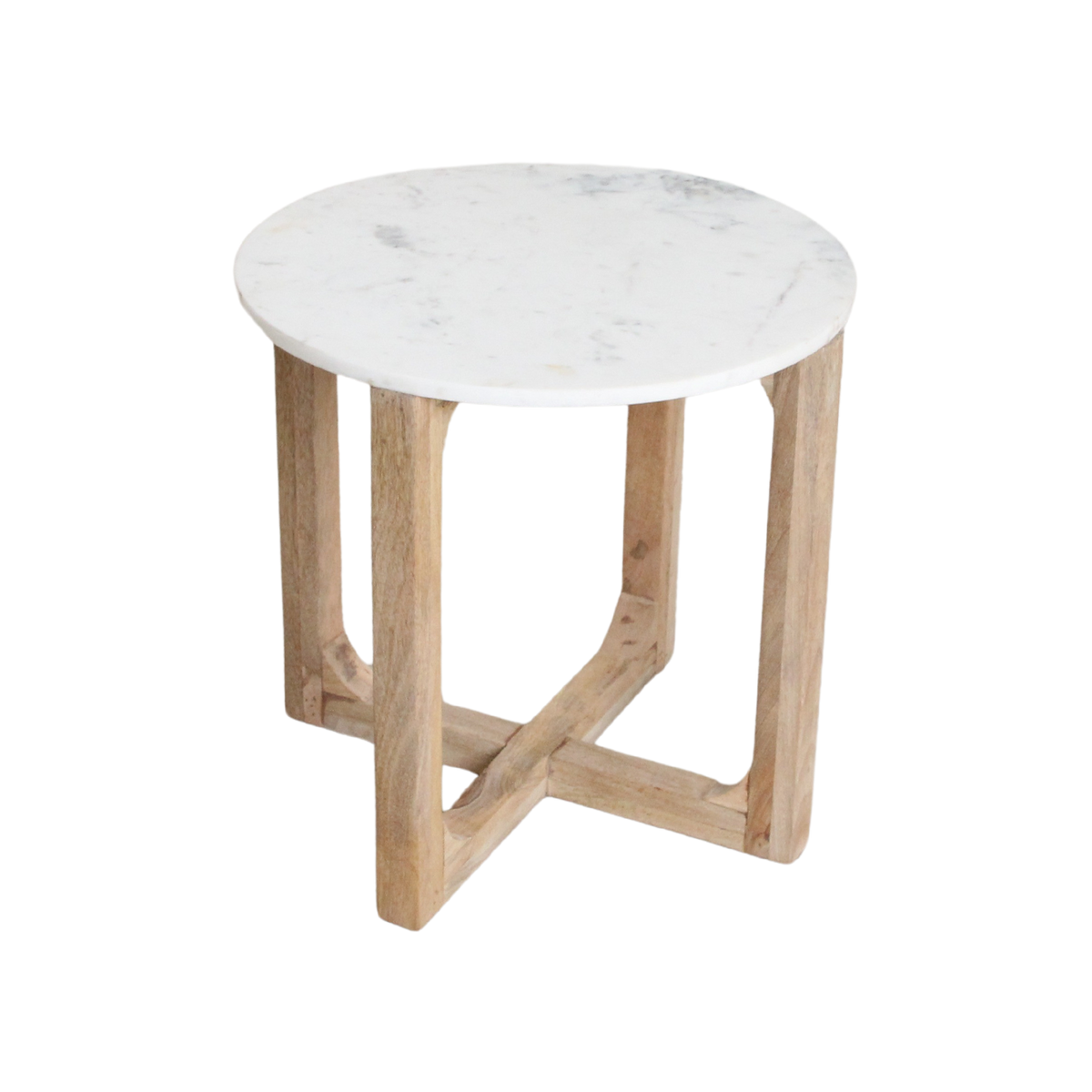 Rundt sidebord i marmor - hvid