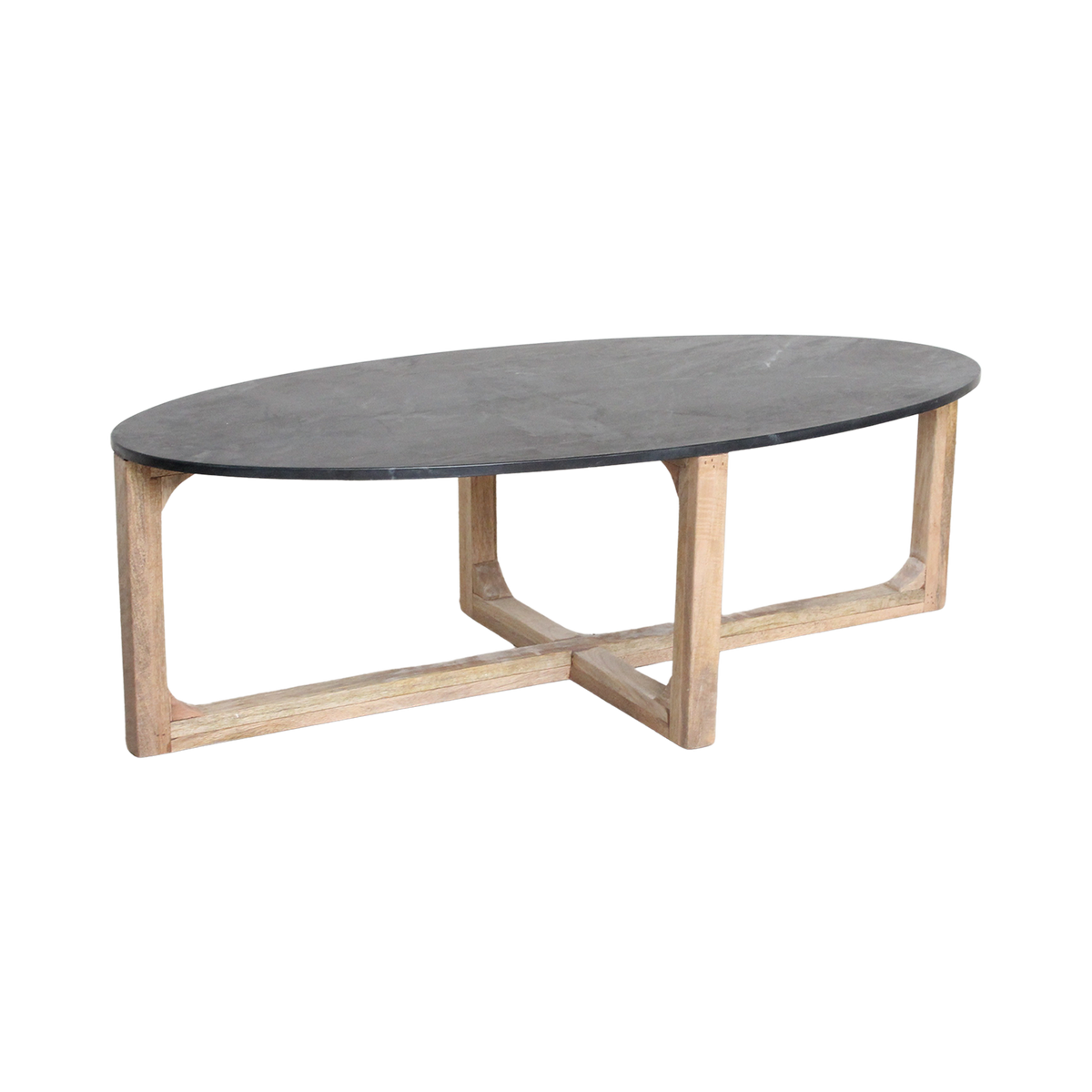 Ovalt sofabord i marmor - Sort - 120 x 60 x 38 cm