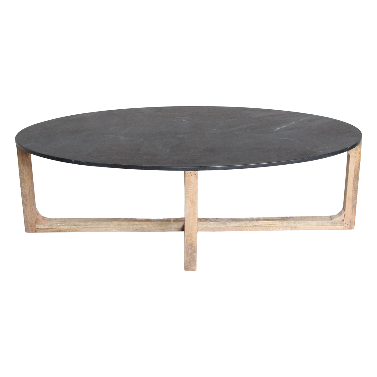 Ovalt sofabord i marmor - Sort - 120 x 60 x 38 cm