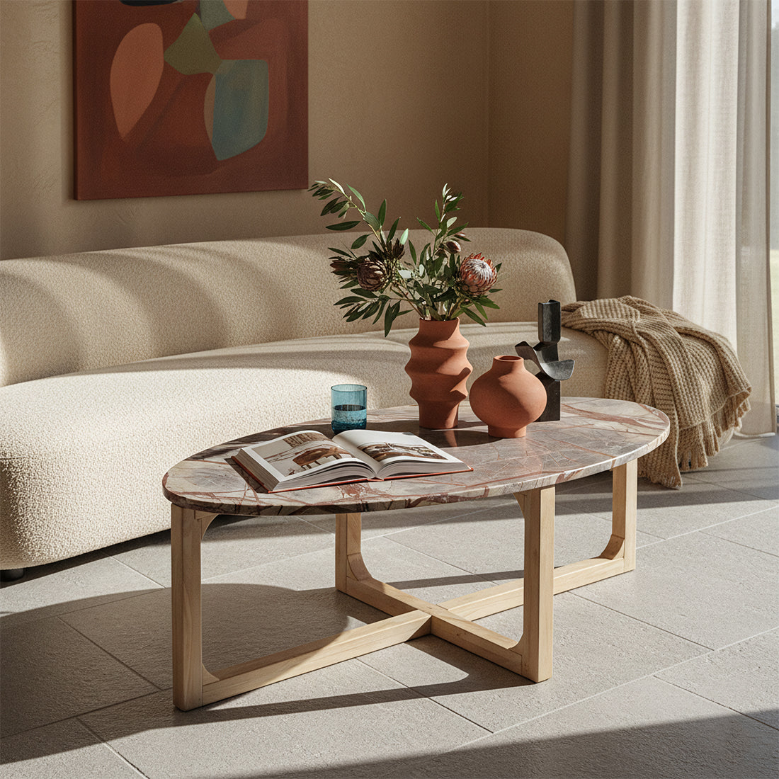 Sofabord i marmor Bizar - 120x60x38 cm