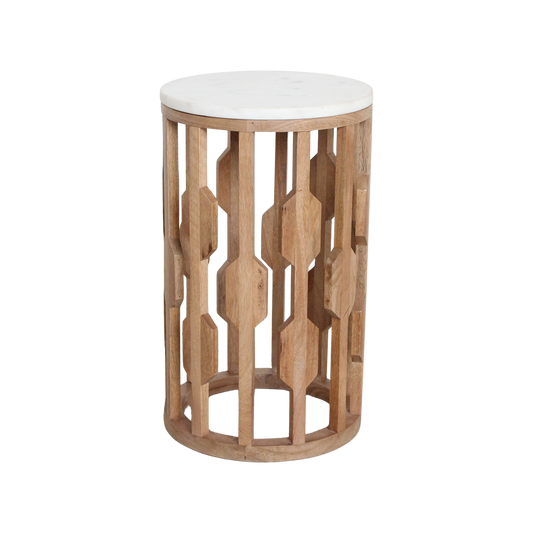 Atjeh marmor sidebord - hvid