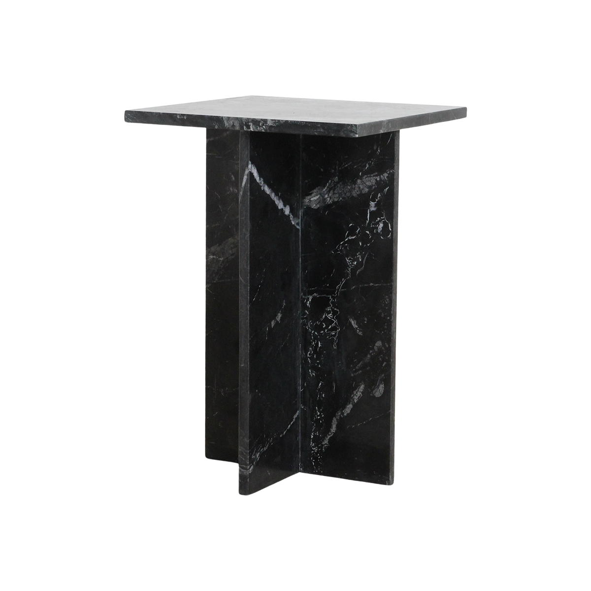 Shanghai sort marmor sidebord - 35x35x50 cm