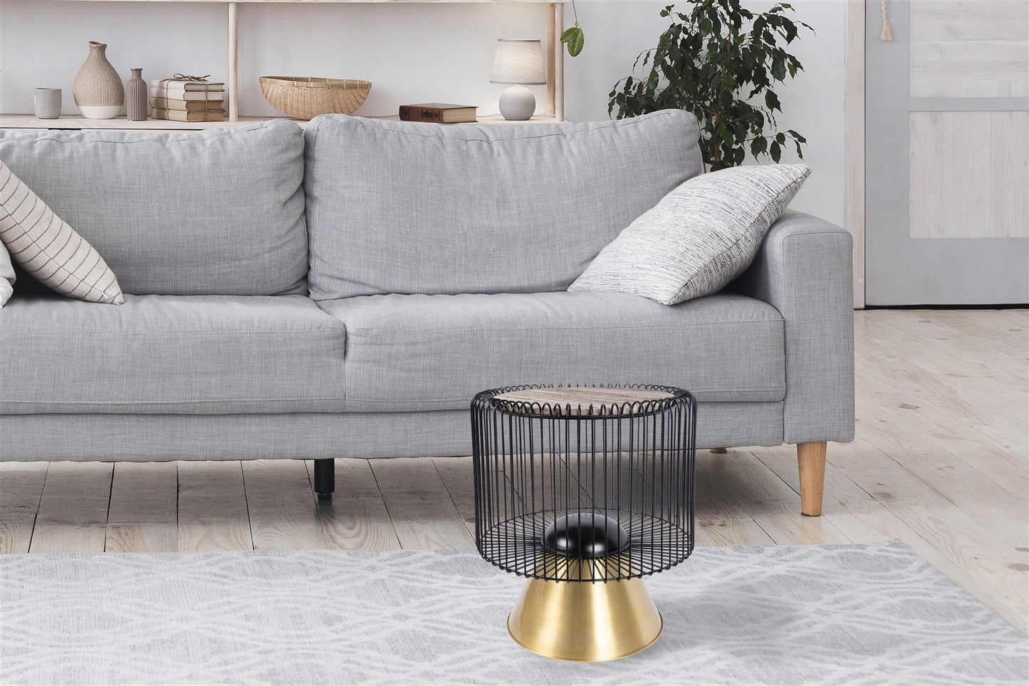 Sidebord Malibu 100 – Brun / Sort / Guld - Nordic Unique