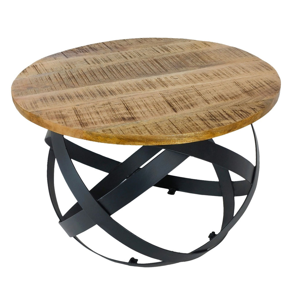 Rundt sofabord i metal og træ Ø55cm - Nordic Unique