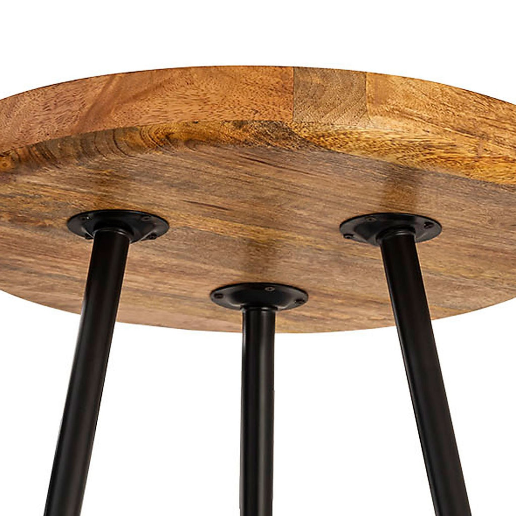 Sidebord i træ og metal, rundt Ø50cm