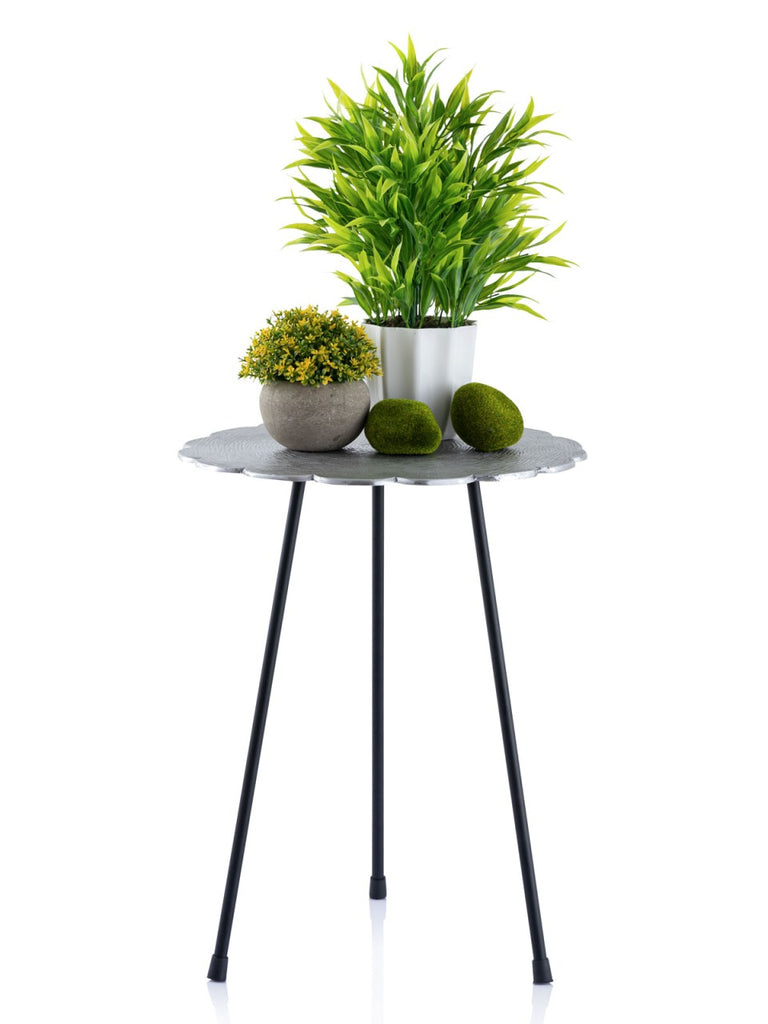 Sidebord i metal Ø35x45cm rund sølv