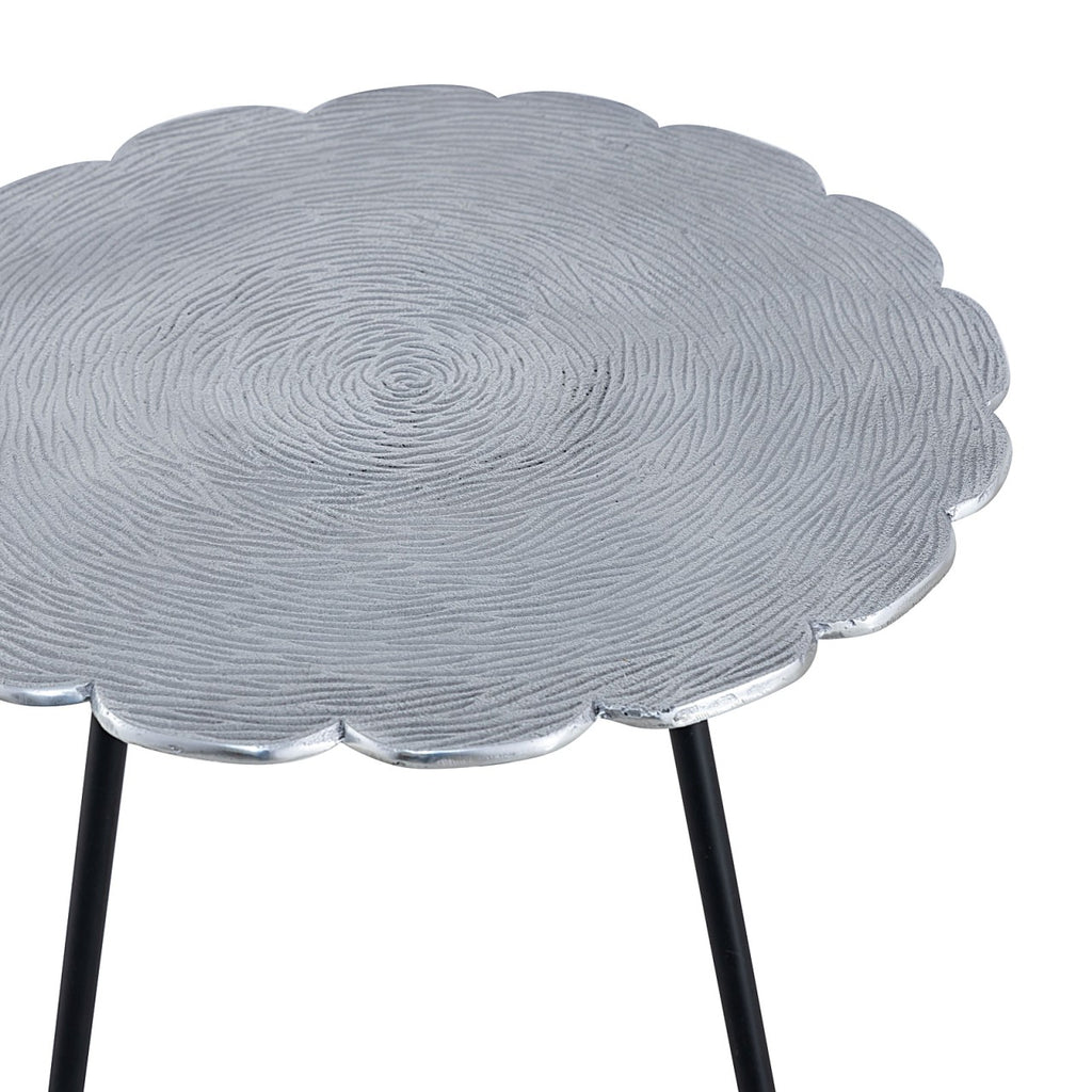 Sidebord i metal Ø35x45cm rund sølv