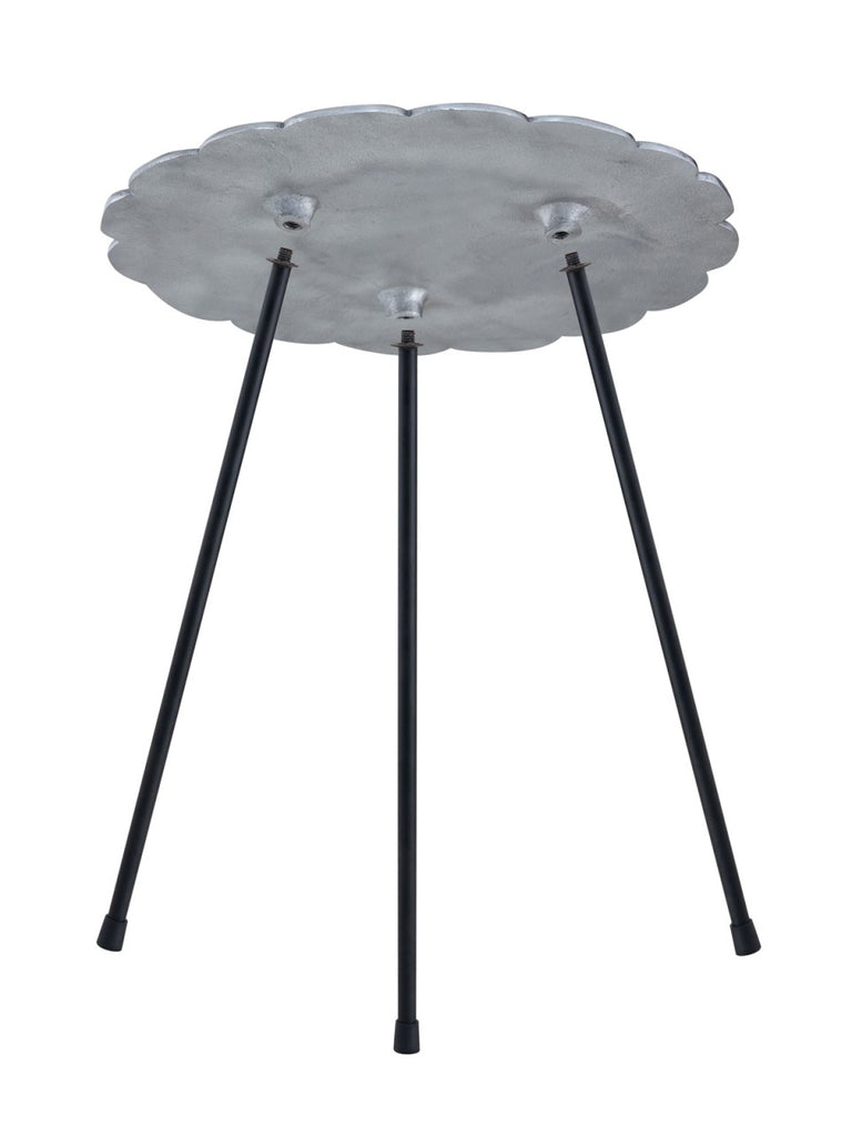 Sidebord i metal Ø35x45cm rund sølv