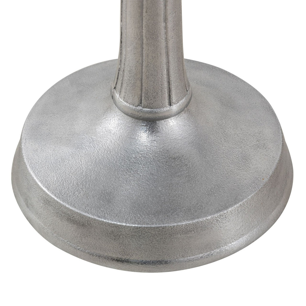 Rundt metal bord i sølv Ø44x53cm, med midterfod af aluminium