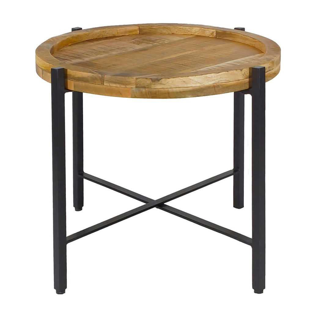Sidebord Ø46xH45cm metal og træ sort