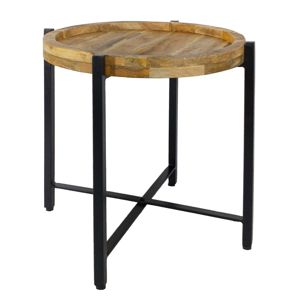 Sidebord Ø46xH45cm metal og træ sort