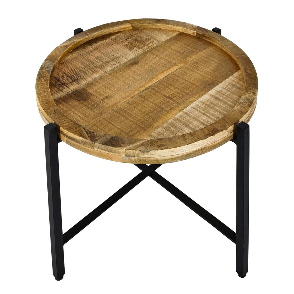 Sidebord Ø46xH45cm metal og træ sort