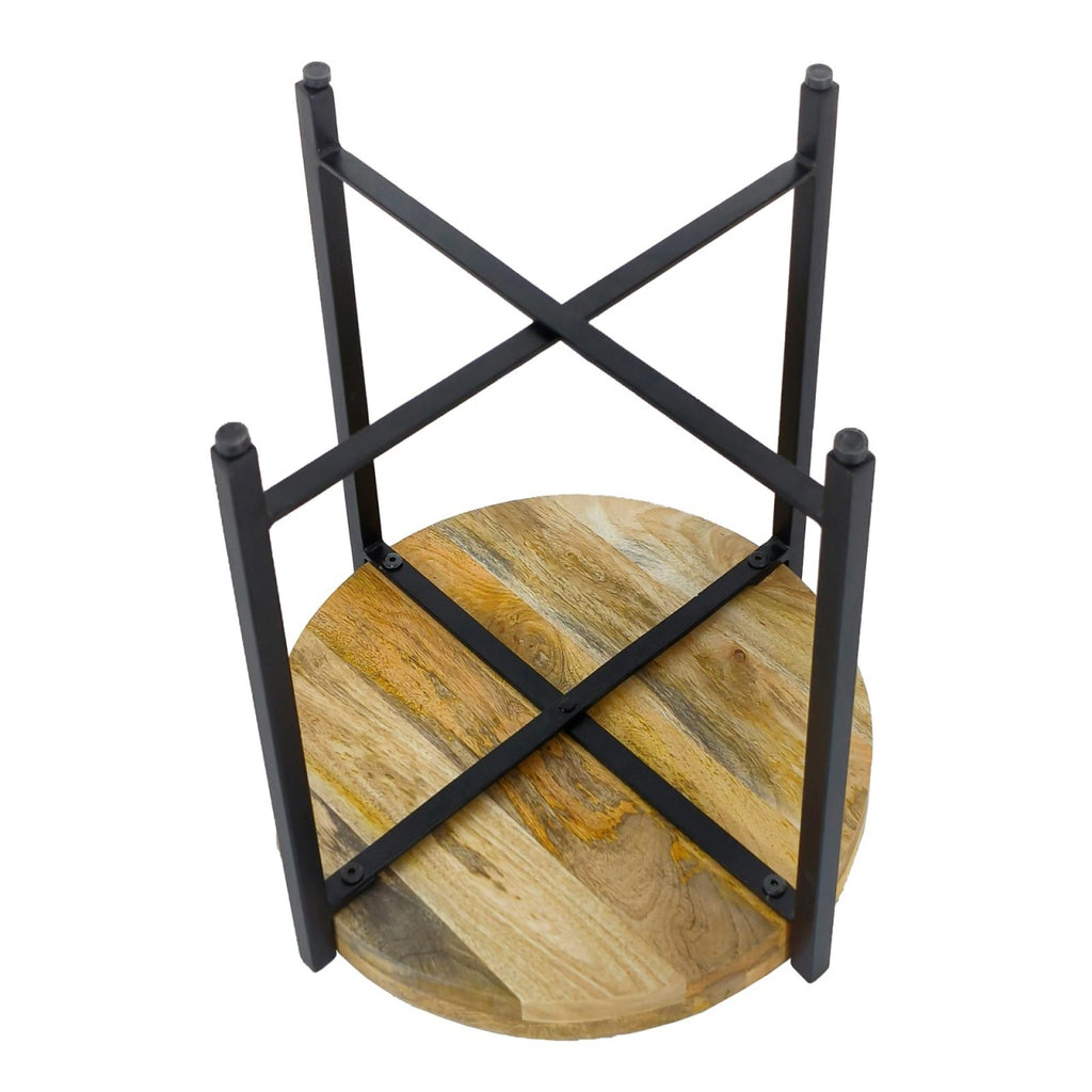 Sidebord Ø46xH45cm metal og træ sort