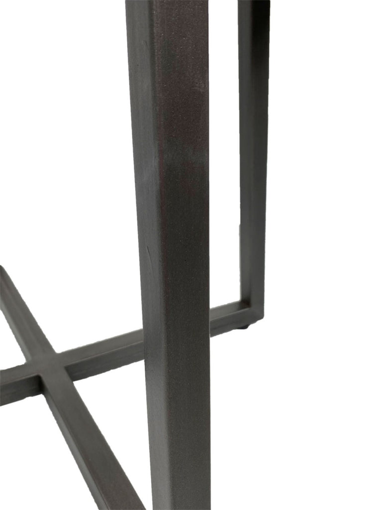 Rund sofabord ø60x45cm til stuen, træ og metal, sort stel