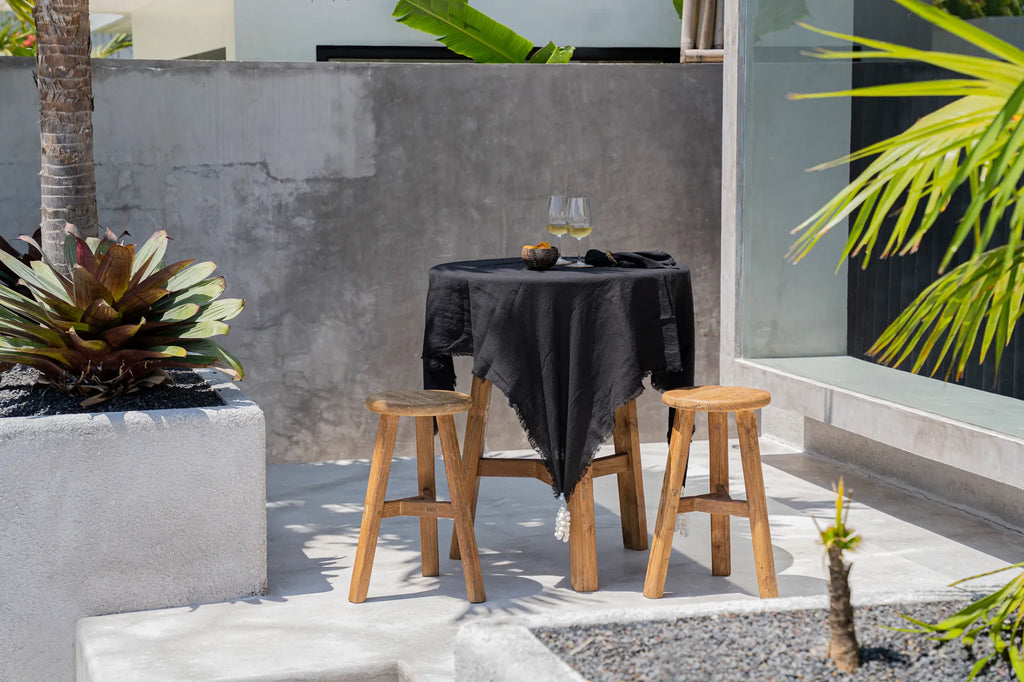 Linned Dug - Sort - 150x150cm