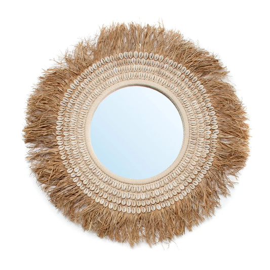 Raffia Cowrie Spejl - Naturlig Hvid
