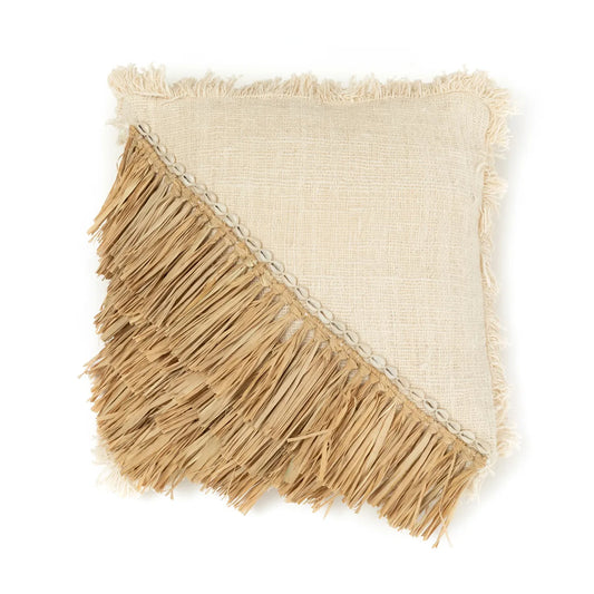 Raffia Bomuld Pudebetræk - Naturlig Hvid - 60x60cm