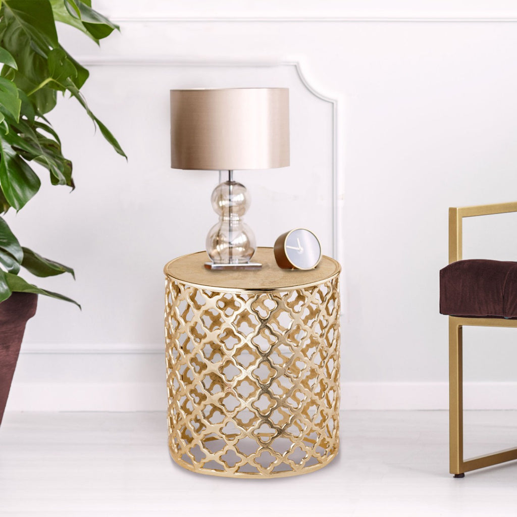 Dekobord/sidebord i metal Sidebord Ø40x45cm rund guld