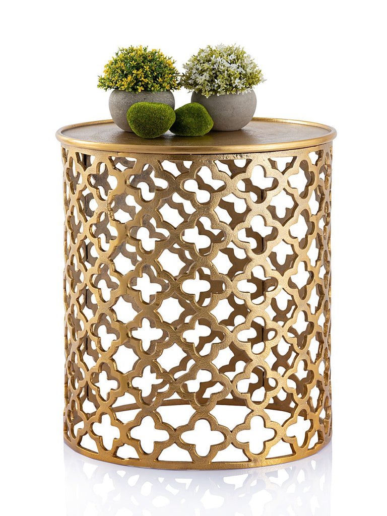 Dekobord/sidebord i metal Sidebord Ø40x45cm rund guld