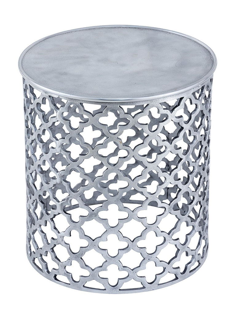 Dekobord/sidebord i metal Sidebord Ø40x45cm rund sølv