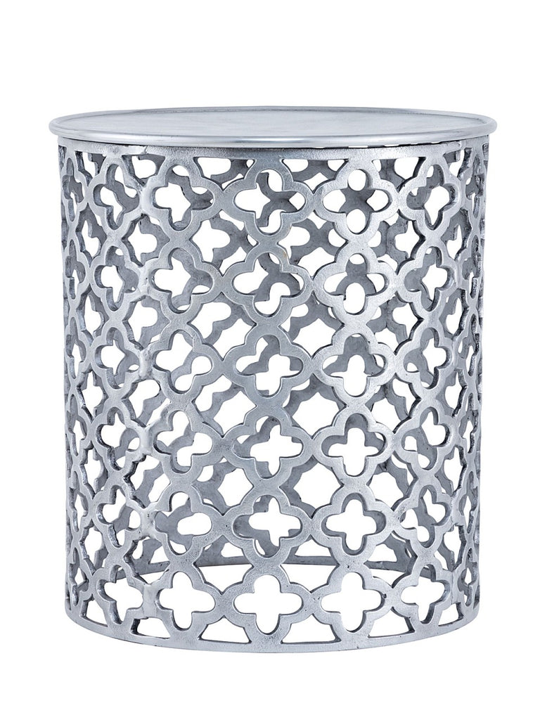 Dekobord/sidebord i metal Sidebord Ø40x45cm rund sølv