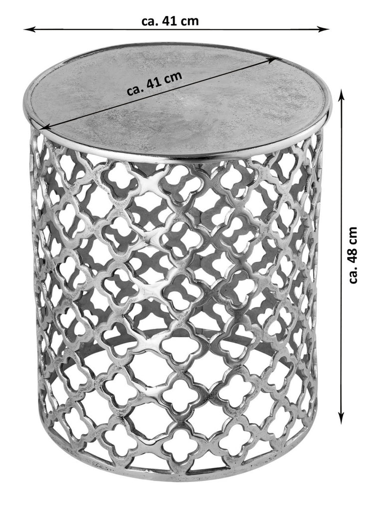 Dekobord/sidebord i metal Sidebord Ø40x45cm rund sølv
