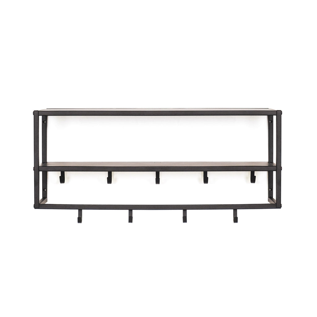 Metal knagerække med hylder - Sort - 73x21x29,5cm