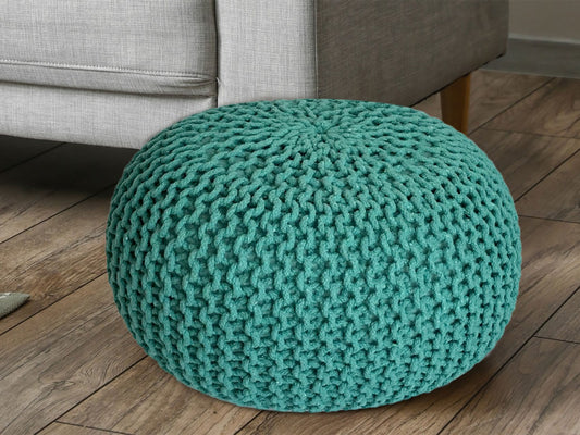 Puf/strikpuf grovstrik Ø55x37cm grøn
