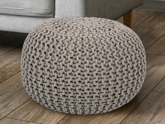 Puf/strikpuf grovstrik Ø55x37cm beige
