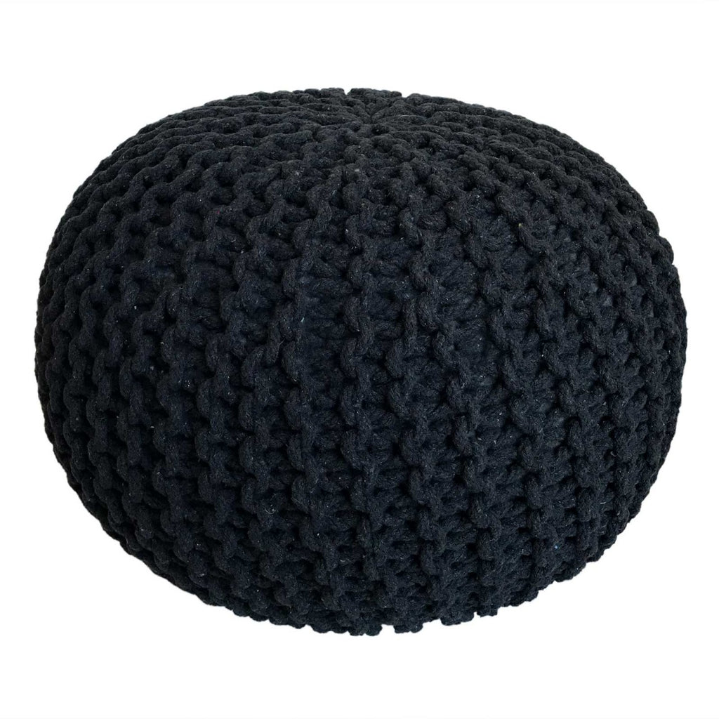 Puf/strikpuf grovstrik Ø55x37cm sort/antracit