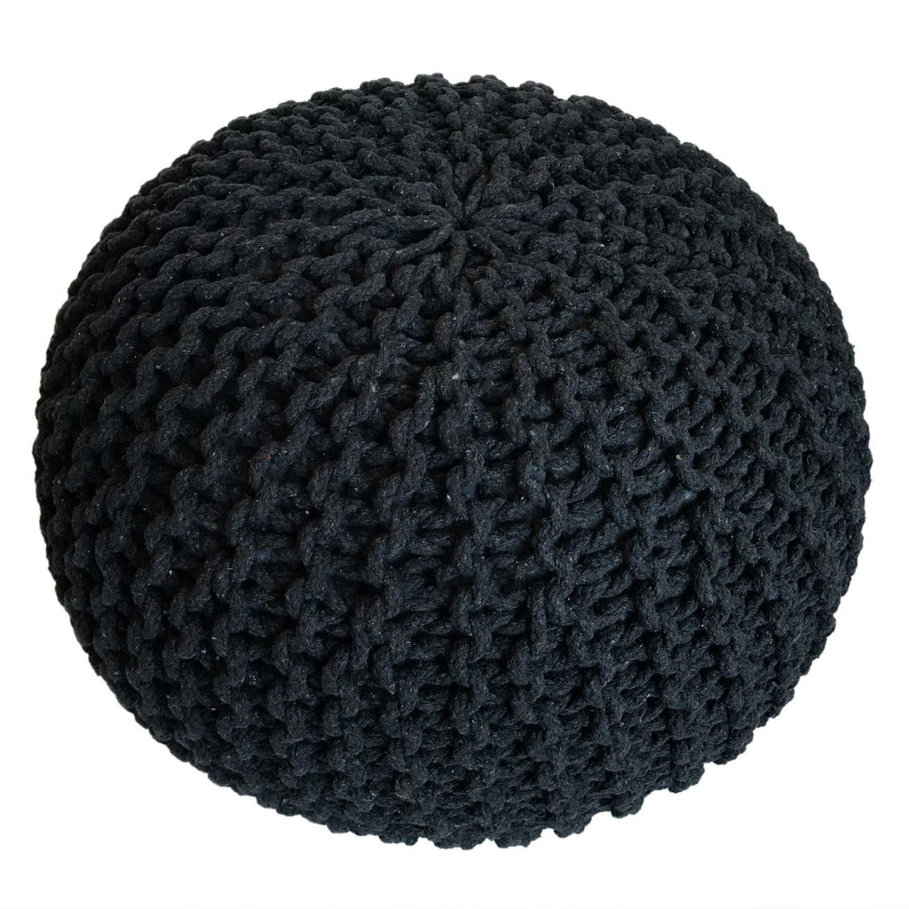 Puf/strikpuf grovstrik Ø55x37cm sort/antracit